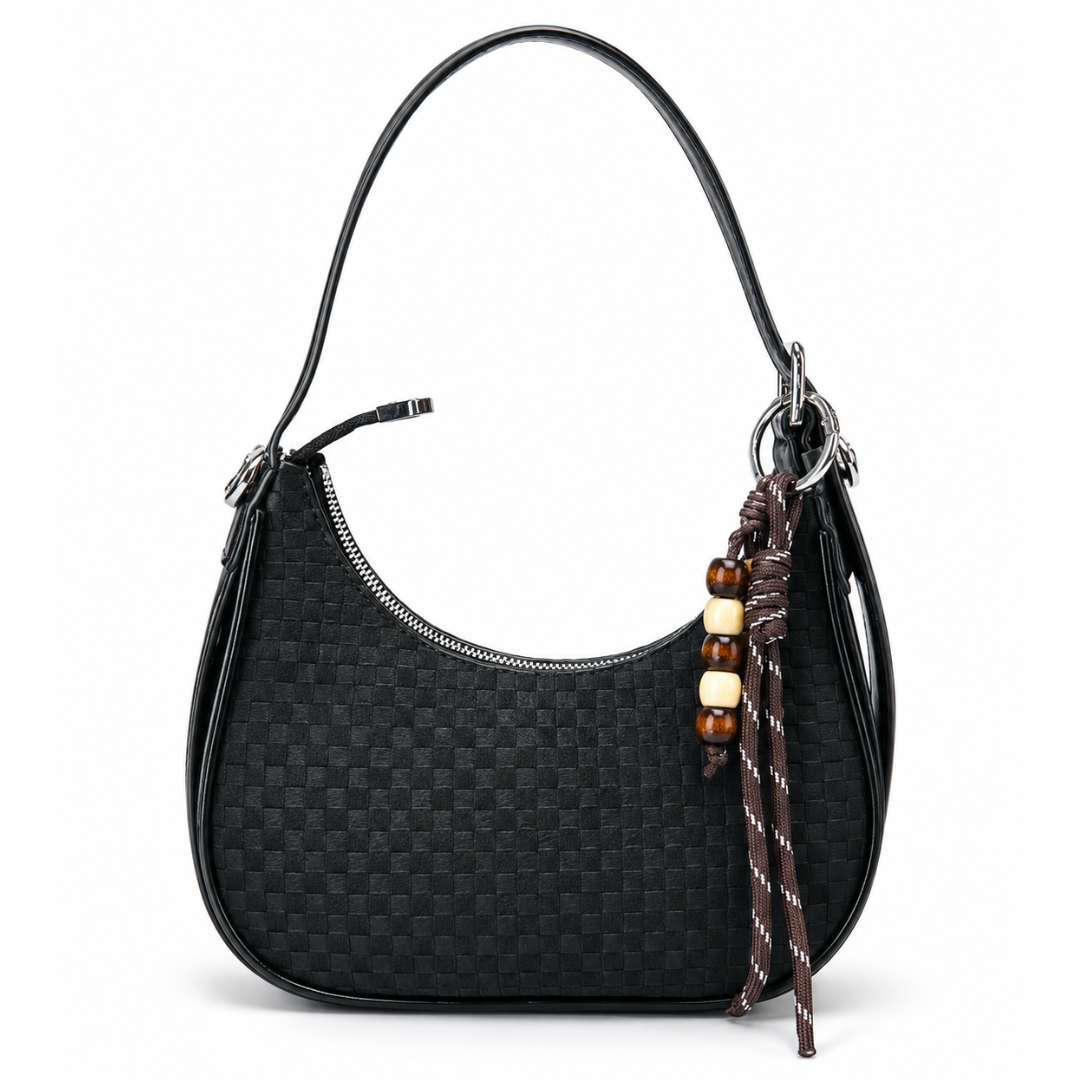 Balvencia Noir Woven Shoulder Bag