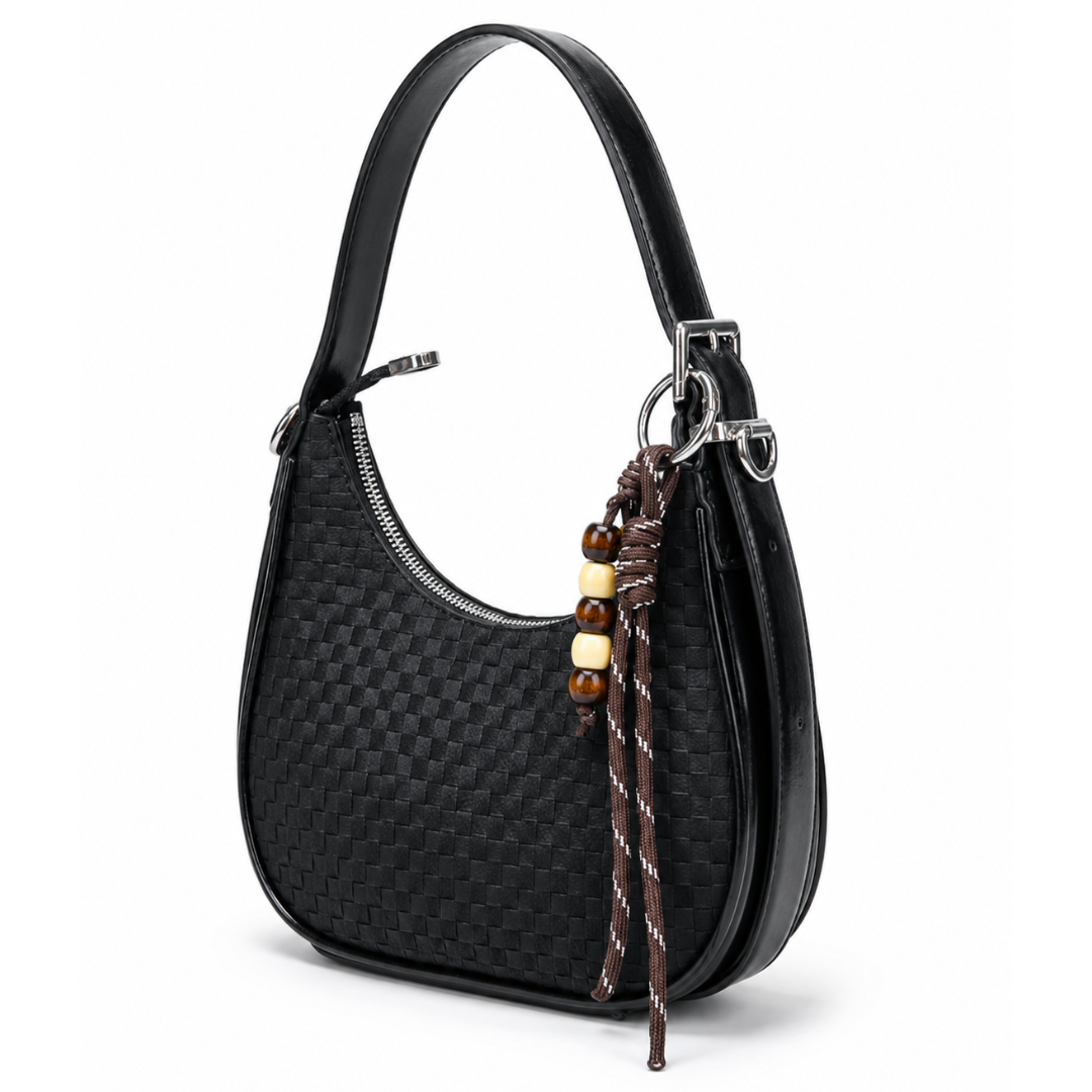 Balvencia Noir Woven Shoulder Bag
