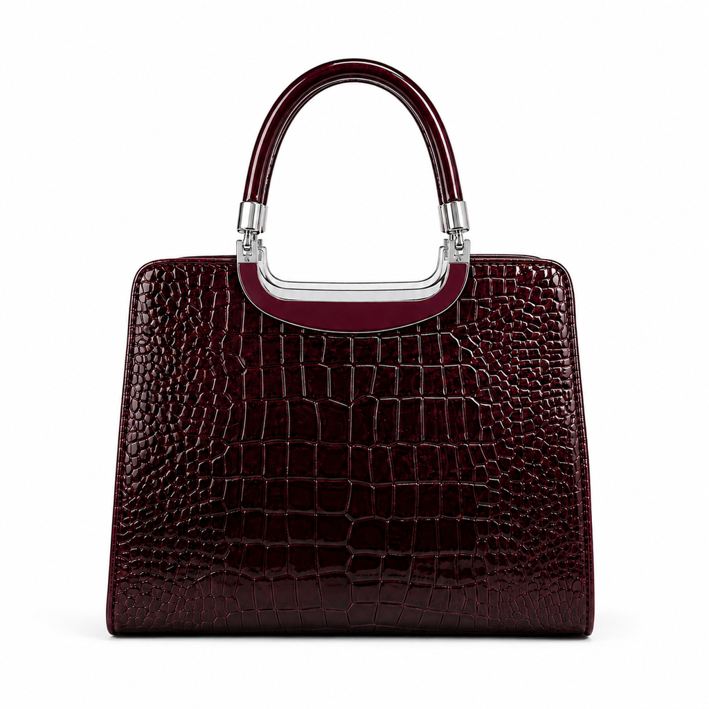 Balvencia Bordeaux Croc Luxe Handbag