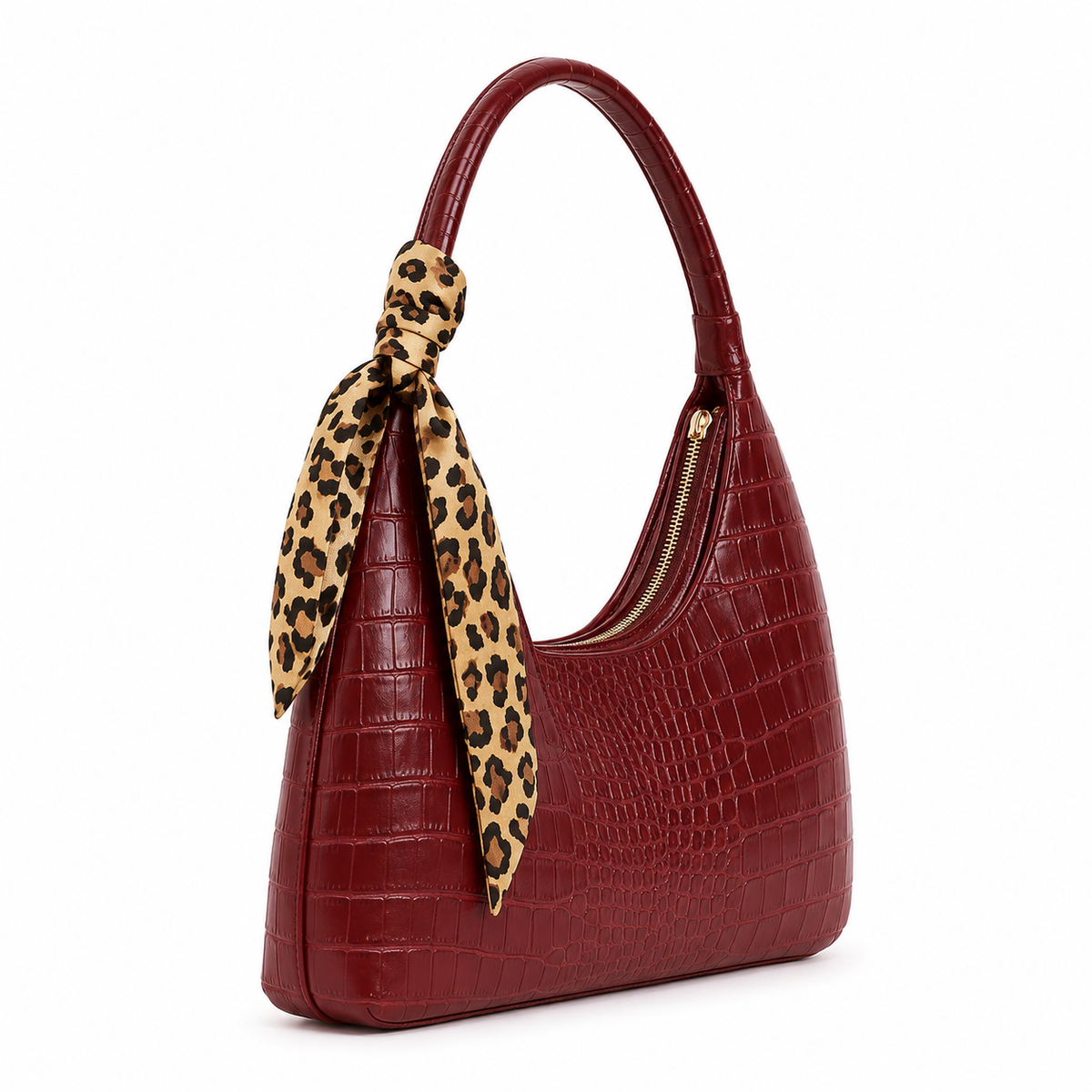 Balvencia Verona Croc Scarf Shoulder Bag