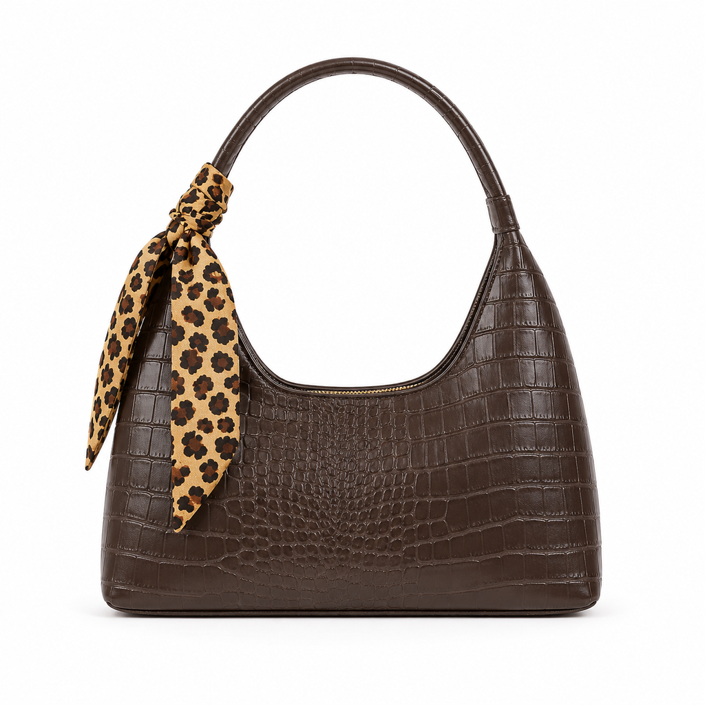 Balvencia Verona Croc Scarf Shoulder Bag