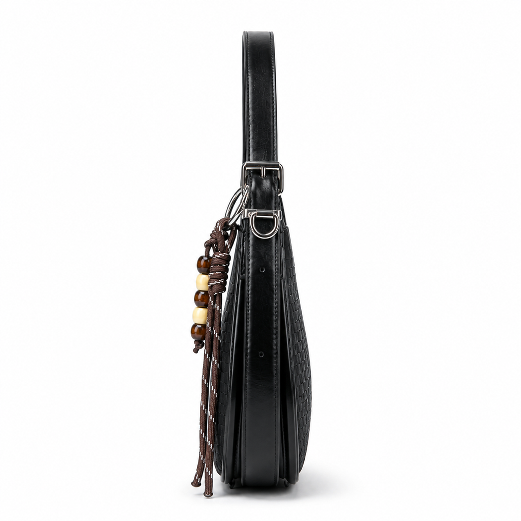 Balvencia Noir Woven Shoulder Bag