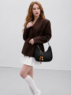 Balvencia Noir Woven Shoulder Bag